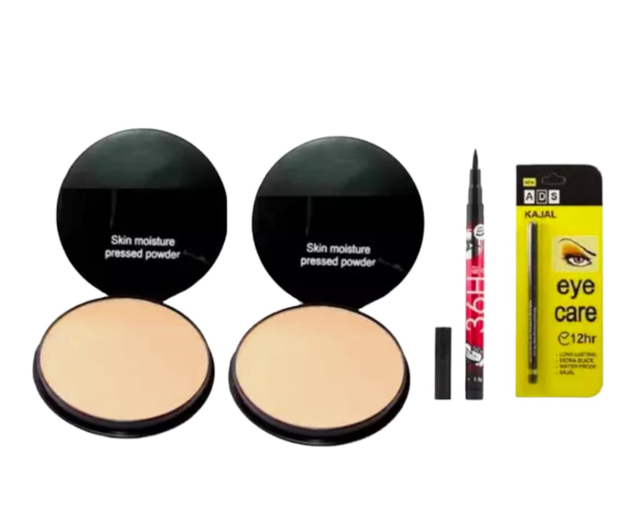 Compact Powder Combo for Fair Skin Tone Oil Contro for Glowing Skin With Waterproof And Smudge Proof Eyeliner And Kajal